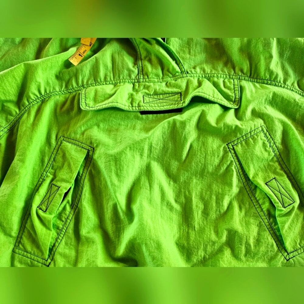 VTG Summer Gear Winbreaker Women M Outdoor Zip Mock Neck Pullover Neon Green - Picture 4 of 8